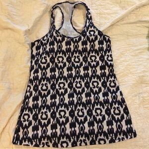 Lululemon Black, Purple & White Patterned Racerback Tank Top